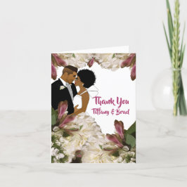 Cartão De Agradecimento Casamento Americano Floral Elegante Obrigado