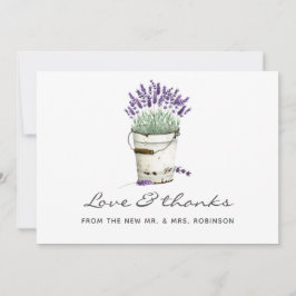 Cartão De Agradecimento Casamento Aquarela Lavanda