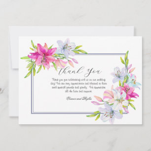 Cartão De Agradecimento Casamento Aquarela Lírios