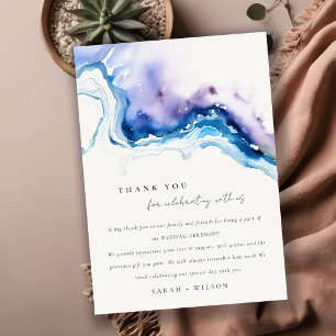 Cartão De Agradecimento Casamento aquarela minimalista na praia do mar cos