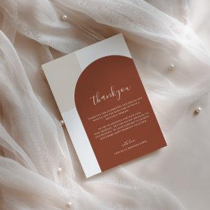 Cartão De Agradecimento Casamento Arco de Terracota Boho Roteiro Minimalis