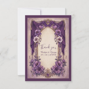 Cartão De Agradecimento Casamento Arco Draped Medieval Gótico Roxo
