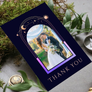 Cartão De Agradecimento Casamento Arco-íris Celestial Foto Obrigado