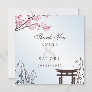 Cartão De Agradecimento Casamento Asiático Flor de Cerejeira Japonesa Saku