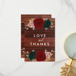 Cartão De Agradecimento Casamento Autumanal Dourado Burgundy Emarald Green