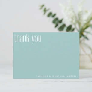 Cartão De Agradecimento Casamento Azul Água Minimalista Moderno Personaliz