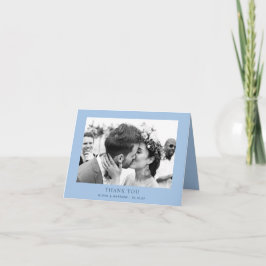 Cartão De Agradecimento Casamento Azul Céu Pastel | Foto Moderna da Costa