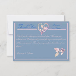 Cartão De Agradecimento Casamento Azul e Rosa Floral Country