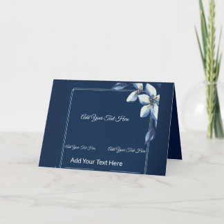 Cartão De Agradecimento Casamento Azul-Floral Azul Vitoriano