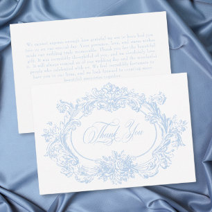 Cartão De Agradecimento Casamento Azul Francês Rococó Régio Vintage Elegan