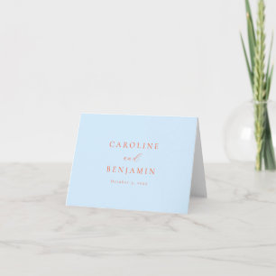 Cartão De Agradecimento Casamento Azul Laranja Minimalista Elegante Person