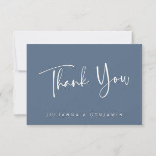 Cartão De Agradecimento Casamento Azul Loja Moderno Elegante Personalizado