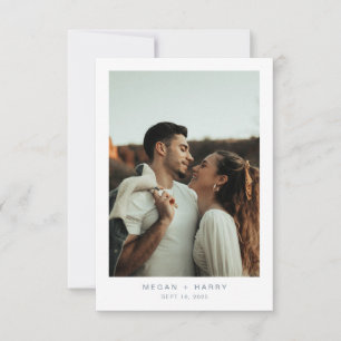 Cartão De Agradecimento Casamento Azul Mínimo Simples