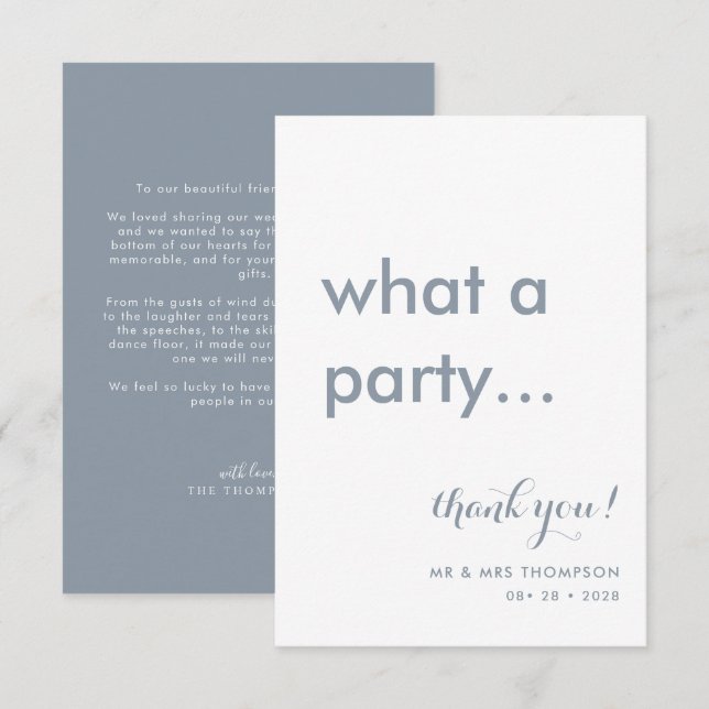Cartão De Agradecimento Casamento Azul Simples e Minimalista (Frente/Verso)