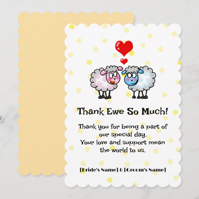 Cartão De Agradecimento Casamento Bastante De Ovinos (Frente/Verso)