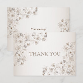 Cartão De Agradecimento Casamento Bege Floral Coração Padrão Elegante Vint
