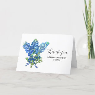 Cartão De Agradecimento Casamento Blue Floral do Texas Obrigado