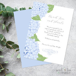 Cartão De Agradecimento Casamento Blue Hydrangea Watercolor