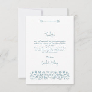 Cartão De Agradecimento Casamento Blue Wildflower Boho
