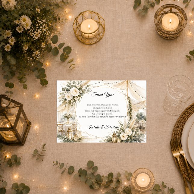 Cartão De Agradecimento Casamento Boho Elegante (Criador carregado)