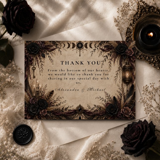 Cartão De Agradecimento Casamento Boho Gótico (Criador carregado)