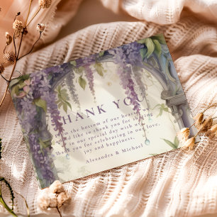 Cartão De Agradecimento Casamento Botânico Arco de Wisteria