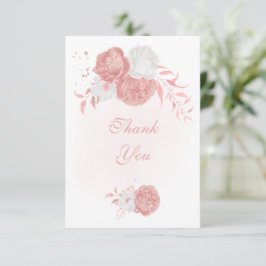 Cartão De Agradecimento casamento botânico de flores rosa e brancas