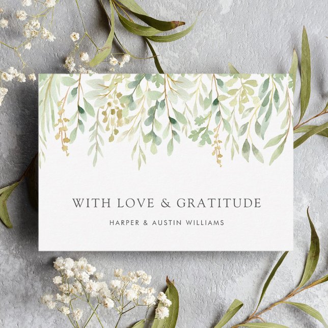Cartão De Agradecimento Casamento Botânico de Folhagem Verde (Criador carregado)