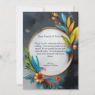 Cartão De Agradecimento Casamento Botânico de Luxo Elegante