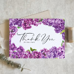 Cartão De Agradecimento Casamento Botânico de Moldura Lilac Floral<br><div class="desc">Envie obrigados com este obrigado personalizável que você faz o cartão-postal. Apresenta flores lilás de aquarela com caligrafia branca. Personalize adicionando seus detalhes. Este obrigado floral que você faz cartão postal é perfeito para uso pessoal e comercial.</div>