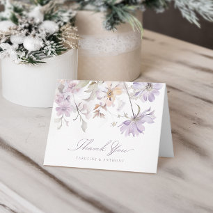 Cartão De Agradecimento Casamento Botânico Floral Boho Elegante Roxo
