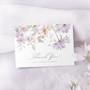 Cartão De Agradecimento Casamento Botânico Floral Boho Elegante Roxo