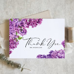 Cartão De Agradecimento Casamento Botânico Flores Aquáticas<br><div class="desc">Envie obrigados com este obrigado personalizável que você faz o cartão-postal. Apresenta flores lilás de aquarela com caligrafia branca. Personalize adicionando seus detalhes. Este obrigado floral que você faz cartão postal é perfeito para uso pessoal e comercial.</div>