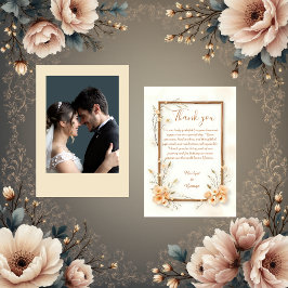 Cartão De Agradecimento Casamento Botânico Rustic Beige