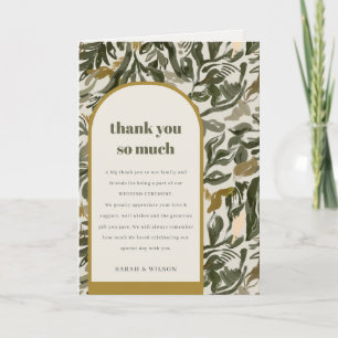 Cartão De Agradecimento Casamento Botânico Verde Arco Retroativo Rustic Bo