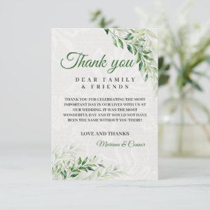 Cartão De Agradecimento Casamento Botânico Verde Elegante