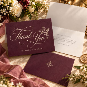 Cartão De Agradecimento Casamento Botânico Vintage Elegante Barroco de Ame