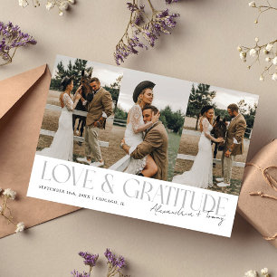 Cartão De Agradecimento Casamento Branco Amor & Gratidão Multi Foto
