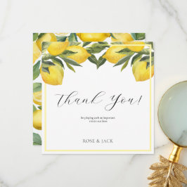 Cartão De Agradecimento Casamento Branco com Lemon, Watercolor