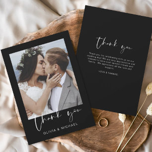 Cartão De Agradecimento Casamento Branco Negro Minimalista Obrigado Foto