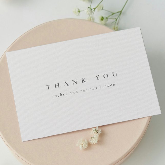 Cartão De Agradecimento Casamento Branco Negro Mínimo Elegante (Elegant Minimalist Script Black White Wedding Thank You Card
)
