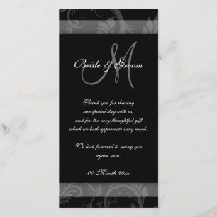 Cartão De Agradecimento Casamento branco preto "obrigado que você" party