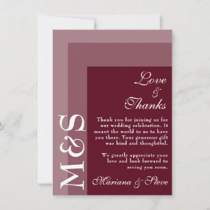 Cartão De Agradecimento Casamento Burgundy Modern Script