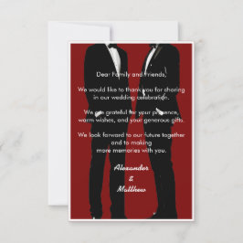 Cartão De Agradecimento Casamento Burgundy Vermelho Elegante Gay Moderno