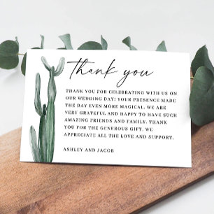Cartão De Agradecimento Casamento Cactus Watercolor Botânica do Deserto