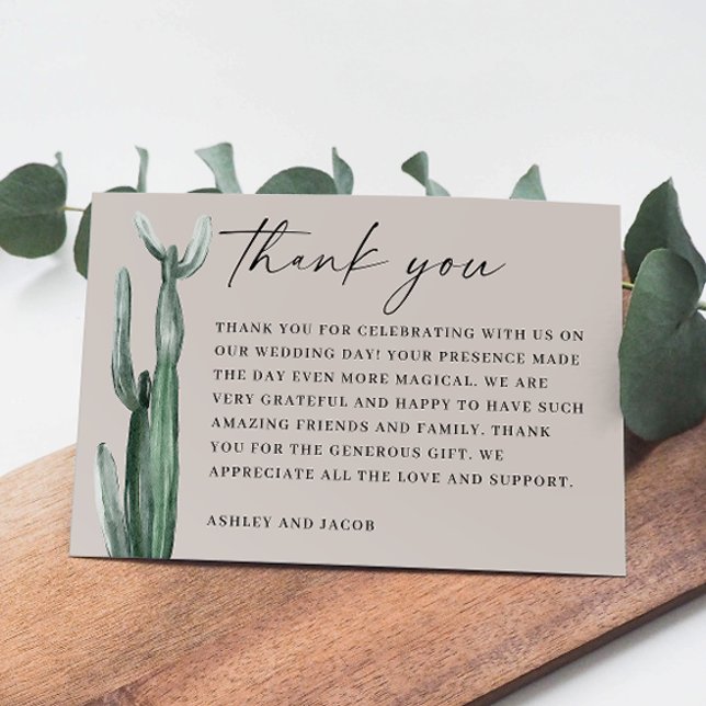 Cartão De Agradecimento Casamento Cactus Watercolor. Deserto De Cinzas De  (Criador carregado)