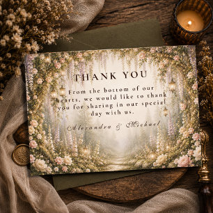 Cartão De Agradecimento Casamento Caprichoso e Encantado na Floresta
