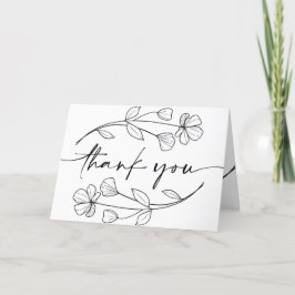 Cartão De Agradecimento Casamento Caprichoso Floral Minimalista