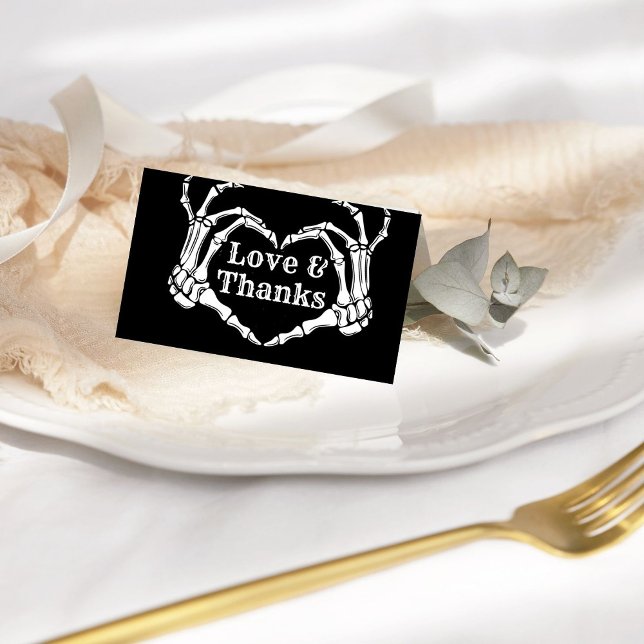 Cartão De Agradecimento Casamento Cardíaco Gótico do Halloween Amor e Obri (Criador carregado)