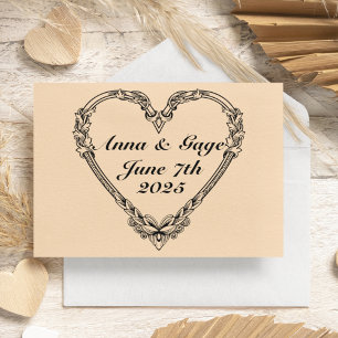 Cartão De Agradecimento Casamento Cardíaco Vitoriano Sepia-Toned